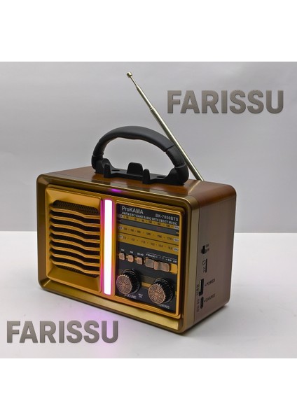 BK-7050BTS Nostaljik Solar Radyo | Am/fm/sw 3 Bant | Bluetooth, Usb/tf Müzik Destekli | El Fenerli