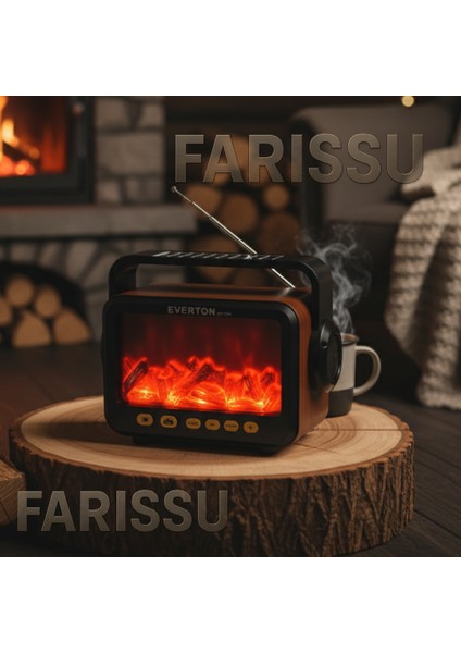 RT-734 Gerçek Eskitme Görünümlü Şömine Efektli Nostaljik Radyo | Güneş Enerjili, Bluetooth\'lu, Fenerli indirimleri