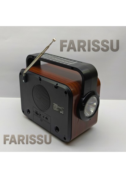RT-734 Gerçek Eskitme Görünümlü Şömine Efektli Nostaljik Radyo | Güneş Enerjili, Bluetooth\'lu, Fenerli