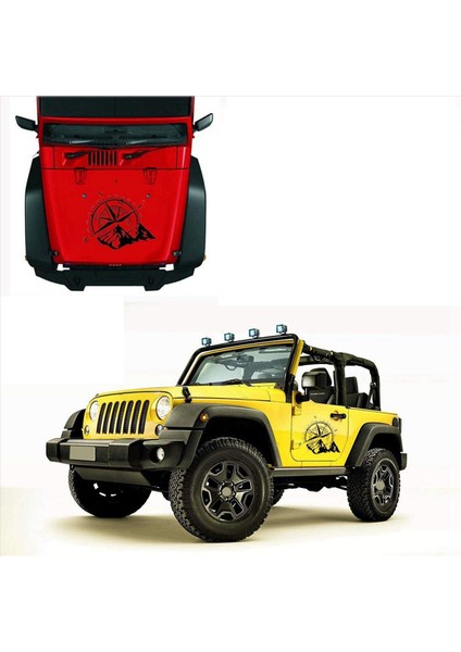 2pcs Araba Off-Road Suv Yan Gövde Çıkartması Pusula Mountain Çıkartma Suv Off-Road Jeep Su Geçirmez Ford (Yurt Dışından)