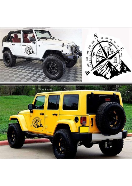 2pcs Araba Off-Road Suv Yan Gövde Çıkartması Pusula Mountain Çıkartma Suv Off-Road Jeep Su Geçirmez Ford (Yurt Dışından) fiyatları