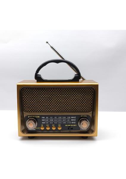 RT-675 Retro Tasarımlı Dünya Alıcısı Fm/am/sw 3 Bant Radyo, Bluetooth Hoparlör, Usb/tf Mp3