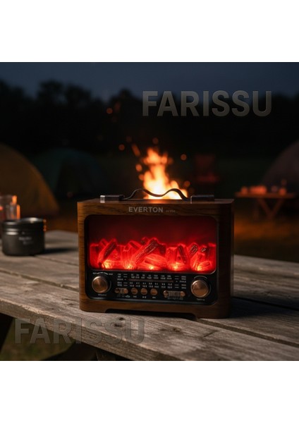 RT-733 Şömine Görünümlü Nostaljik Bluetoothlu Radyo - Usb/tf/mp3 Destekli Şarjlı Müzik Kutusu modelleri