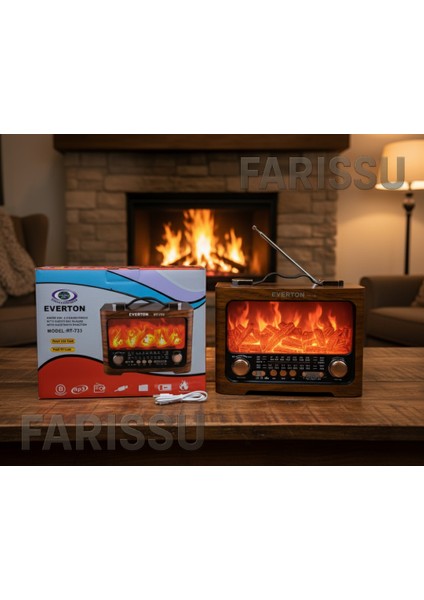 RT-733 Şömine Görünümlü Nostaljik Bluetoothlu Radyo - Usb/tf/mp3 Destekli Şarjlı Müzik Kutusu indirimleri
