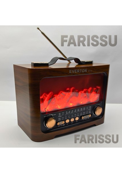 RT-733 Şömine Görünümlü Nostaljik Bluetoothlu Radyo - Usb/tf/mp3 Destekli Şarjlı Müzik Kutusu
