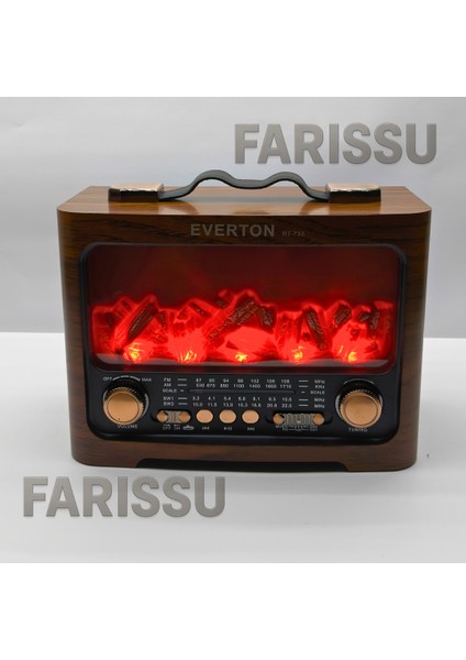 RT-733 Şömine Görünümlü Nostaljik Bluetoothlu Radyo - Usb/tf/mp3 Destekli Şarjlı Müzik Kutusu