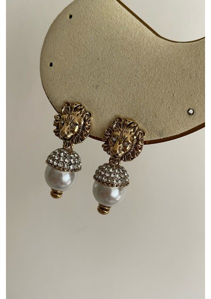 Eskitme Kaplan Inci Detay Küpe