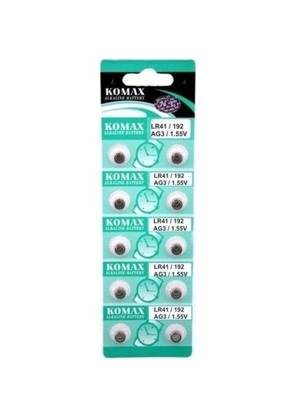Ag3 Saat Pili - Düğme Pil 10LU Paket LR41/192 1.55V