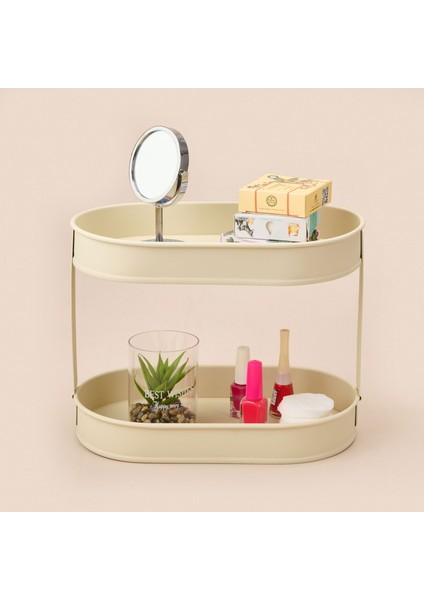 Bath 2 Katlı Oval Organizer - Krem - 32,5X19 cm fiyatları