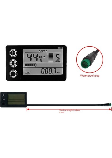 LCD-S866 Elektrikli Bisiklet LCD Ekran Ölçer 24V 36V 48V Kontrol Paneli (Yurt Dışından) indirimleri
