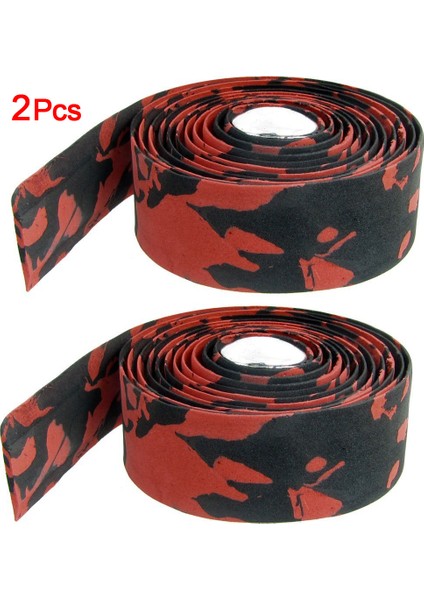 Bisiklet Için 2 Adet Kırmızı Siyah Gidon Bandı Sarma Plastik Gidon Tıkacı (Yurt Dışından)