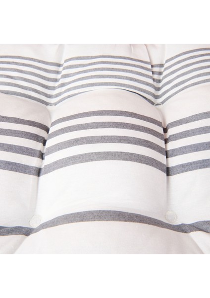 Soft Elegant Curves Kalın Çizgili Sandalye Minderi - Ekru / Siyah - 43X43 cm fiyatları