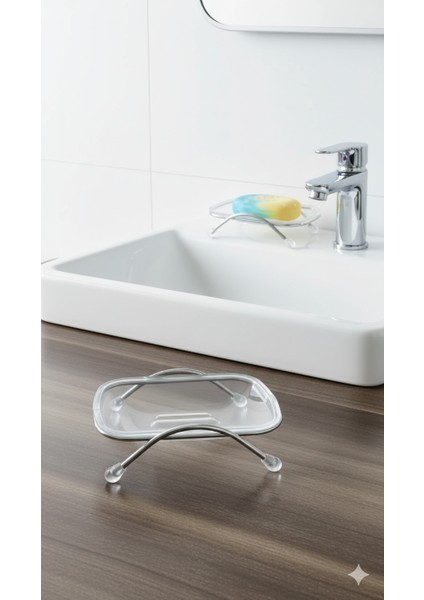 Ayaklı Sabunluk – Su Giderli, Şeffaf Tasarım, 12 x 9 Cm, Tezgah Üstü Kullanım 722346 fırsatları