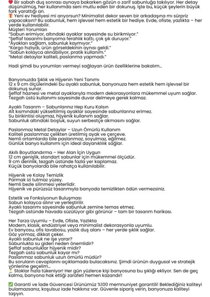 Ayaklı Sabunluk – Su Giderli, Şeffaf Tasarım, 12 x 9 Cm, Tezgah Üstü Kullanım 722346