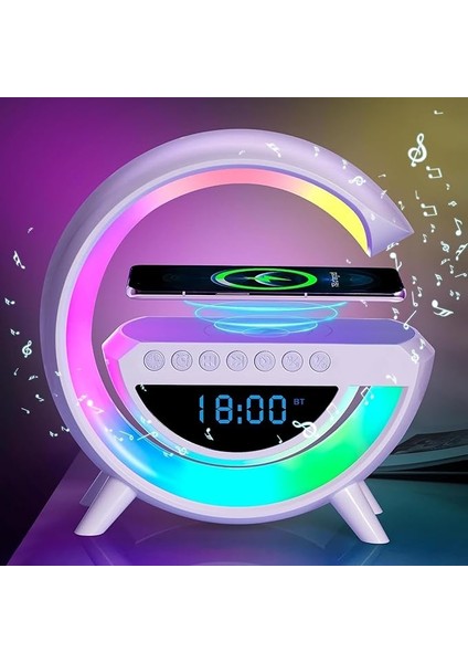Masa Lambası, Dijital Masa Saati, 15W Kablosuz Şarj, Radyo, Bluetooth Hoparlör, Akıllı Saat, Alarm, Rgb LED Gece Lambası, 13 Mod Rgb Ambiyans Aydınlatma, Aux, Sd Card, USB fiyatları