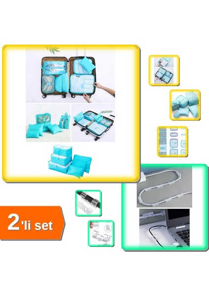Bebek Anne Hastane Çantası - 6 Parça Organizer + 20 Adet Kablo Düzenleyici - 2li Set TCT6RJ