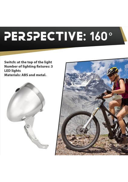 Bisiklet Aksesuarı Ön Işık Braketi Vintage 3led Far (Gümüş) (Yurt Dışından) indirimleri