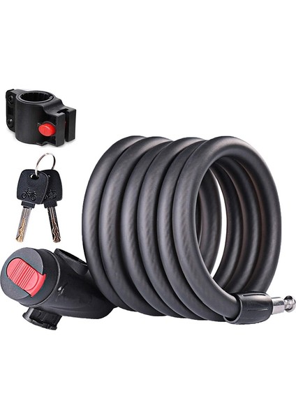 Hırsızlığa Karşı Spiral Kablo Kilidi, Anahtarlı Bisiklet Kilidi, Asma Kilit 180 cm (Yurt Dışından)