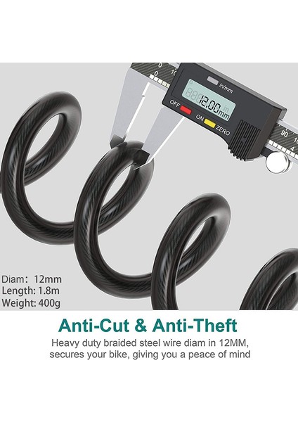 Hırsızlığa Karşı Spiral Kablo Kilidi, Anahtarlı Bisiklet Kilidi, Asma Kilit 180 cm (Yurt Dışından) fırsatları