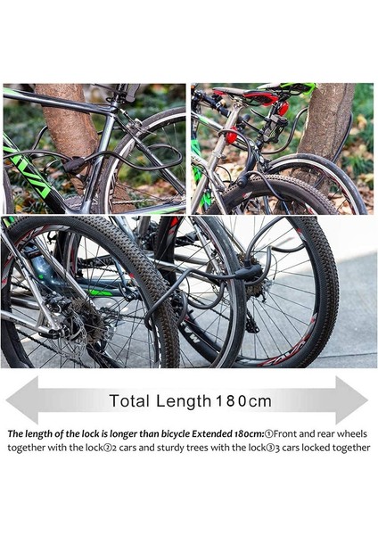 Hırsızlığa Karşı Spiral Kablo Kilidi, Anahtarlı Bisiklet Kilidi, Asma Kilit 180 cm (Yurt Dışından) indirimleri