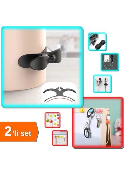 4 Adet Kablo Sarma Aparatı Airfry + 10 Adet Renkli Kablo Sabitleyici Klipsler - 4 Lü Set 5hblt6