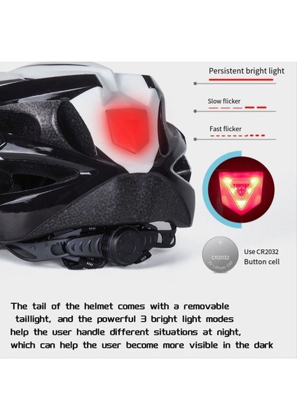 Erkekler ve Kadınlar Için Ayarlanabilir Arka Lambası Gözlüklü Bisiklet Kaskı, Siyah (Yurt Dışından) modelleri