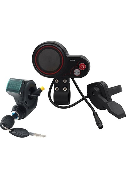 Qs-S4 36V-60V Başparmak Gaz Kelebeği LCD Ekran Kiti + 3pın Kontak Kilidi Anahtarı (Yurt Dışından)