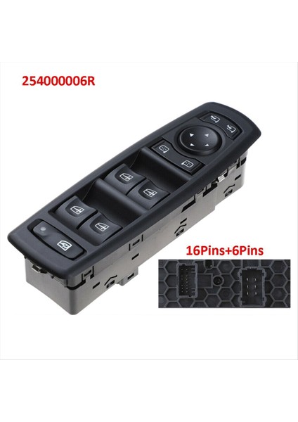 13+6 Pim Güç Ana Pencere Kaldırma Anahtarı Kontrol Düğmesi 254000006R Renault Megane Laguna 2008-2016 25400-0006R (Yurt Dışından) modelleri
