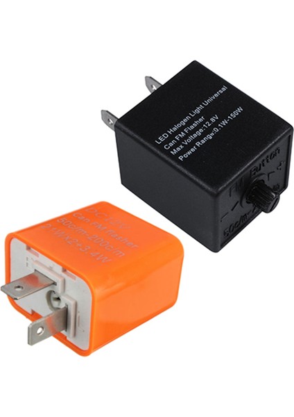 2 Adet Motosiklet Hızı Ayarlanabilir LED Flaşör Röle 12V Turuncu ve Siyah (Yurt Dışından)
