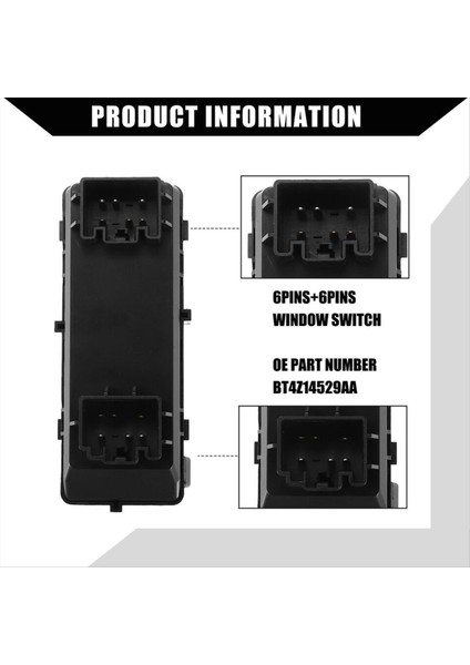 Araba Master Pencere Anahtarı BT4Z-14529-AA Ford Edge Için 2011-2015 Sol Güç Penceresi Asansör Anahtarı Kontrol Düğmesi BT4Z14529AA (Yurt Dışından) modelleri