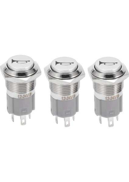 3x 12V 16MM Araba LED Işık Anlık Korna Düğmesi Metal Anahtar Boşluk Mavi (Yurt Dışından)