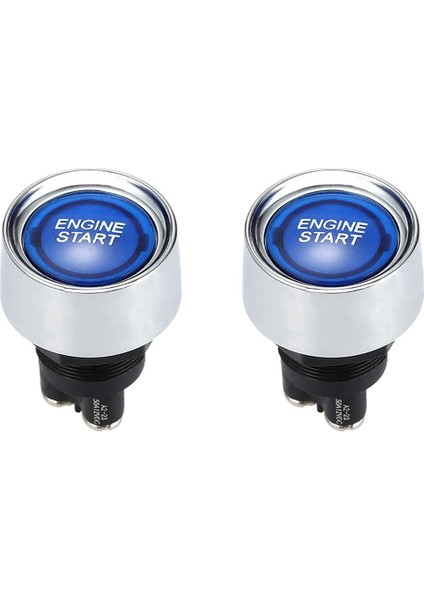 2x Motor Düğmesi Araba Dc 12V 24V Mavi Araç Başlat Motor Düğmesi Işık Anahtarı Düğmesi Başlangıç Kontak Anahtarı Yarış Mavisi Için (Yurt Dışından)