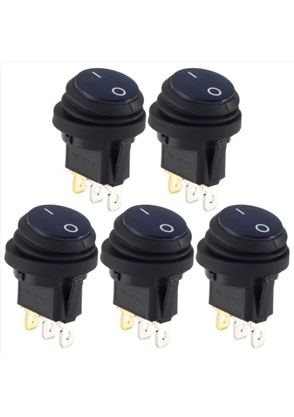 5 Pcs 12V 20A Su Geçirmez Yuvarlak Açık/kapalı Rocker Switch Otomatik Tekne Spst (Yurt Dışından)