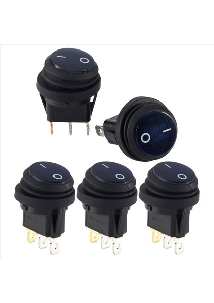 5 Pcs 12V 20A Su Geçirmez Yuvarlak Açık/kapalı Rocker Switch Otomatik Tekne Spst (Yurt Dışından) fiyatları