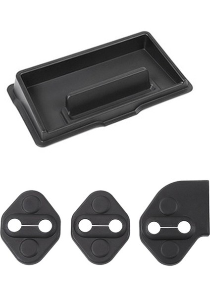 2 Set Araç Aksesuarları 1 Pcs Araç Çok Fonksiyonlu Gösterge Tablosu Saklama Kutusu ve 1 Set Araba Kapısı Kilidi Koruyucu Dekorasyon Kapağı (Yurt Dışından)