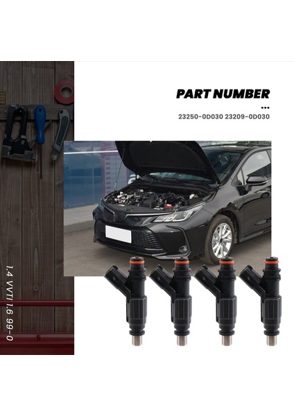 4pc/set Yakıt Enjektörü Nozul 23250-0D030 23209-0D030 Toyota Avensis Corolla 1 4 Vvtı 1 6 99-04 0280156019 (Yurt Dışından) fiyatları
