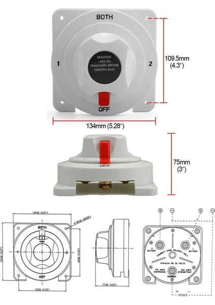 Dağıtım Deniz Tekne Pil Anahtarı Deniz Çift Pil Seçici Anahtar Tekne Rv Motor 4 Pozisyon (Yurt Dışından) indirimleri