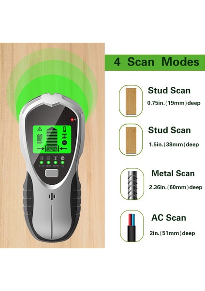 Stud Bulucu Duvar Tarayıcısı 4 In 1 Saplama Sensörü Bulunan Ahşap Kiriş Kiriş Bulucu Bulucular Duvar Dedektörü Kenar Merkezi (Yurt Dışından) fiyatları