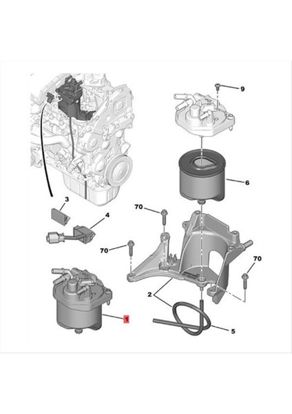 Dizel Yakıt Filtre Muhafazası 9809757980 9672320980 Peugeot 207 208 308 3008 5008 Citroen Berlingo C3 C4 C5 2008-2015 (Yurt Dışından)