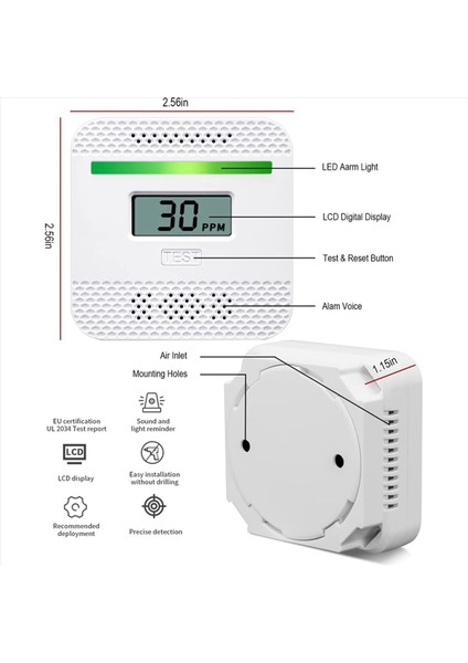 2x Karbon Monoksit Dedektörleri Seyahat Evi Için LCD Dijital Ekranlı Taşınabilir Co Alarm Dedektör Cihazı Pille Çalışan (Yurt Dışından) fiyatları