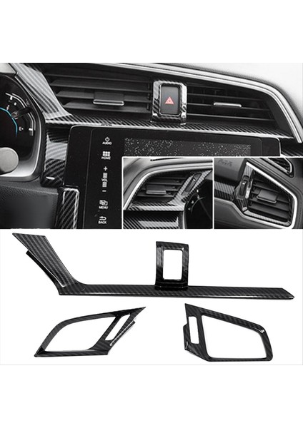 3pcs Karbon Fiber Araba Kontrol Paneli Ac Honda Civic Sedan Için Hava Havalandırma Outlet Kapak Trim Çerçeve 2016 2017 2018 2019 2020 2021 (Yurt Dışından) fiyatları