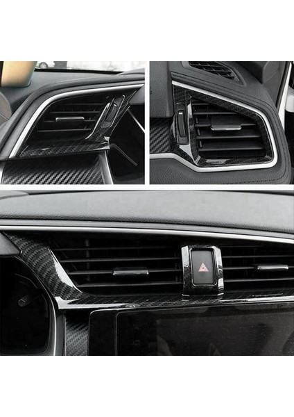 3pcs Karbon Fiber Araba Kontrol Paneli Ac Honda Civic Sedan Için Hava Havalandırma Outlet Kapak Trim Çerçeve 2016 2017 2018 2019 2020 2021 (Yurt Dışından) indirimleri
