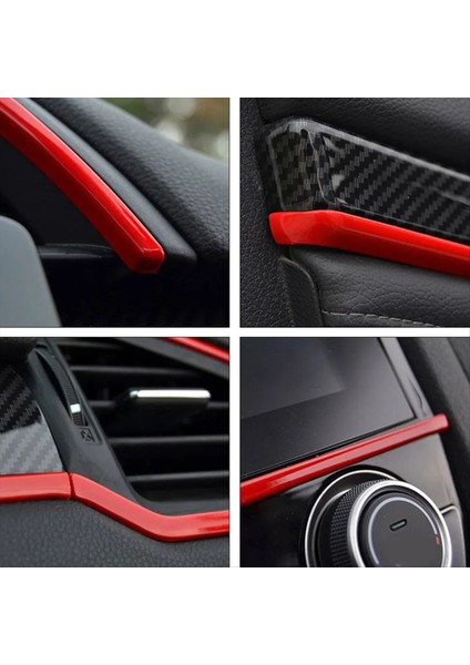 Honda Civic Için Kırmızı Ön Gösterge Tablosu Ac Hava Havalandırma Outlet Kapak Döşeme 2016-2021 10TH (Yurt Dışından) modelleri