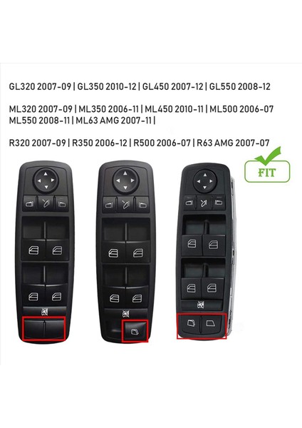 8x Pencere Anahtarı Düğmesi Mercedes-Benz ml Gl R Sınıfı W164 X164 W251 Power Pıska Master Anahtarı Onarım Düğmesi (Yurt Dışından) indirimleri