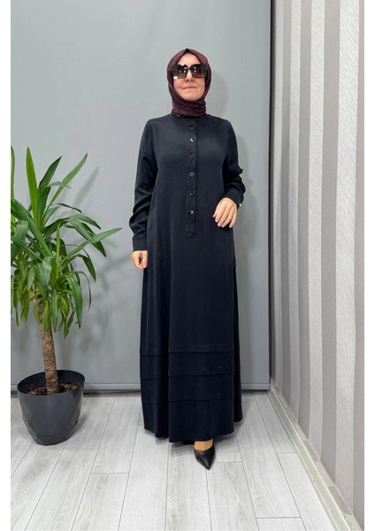 Cupro Ipek Elbise Siyah T26K-4024