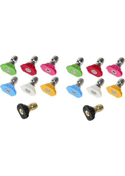 Basınçlı Yıkayıcı Aksesuar Kiti 14 Power Yıkayıcı Sprey Nozul Ipuçları 1/4 Inç 4500 Psi 14 Paket (2 5 Gpm) (Yurt Dışından)