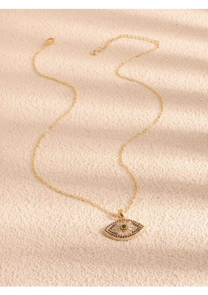 Göz Detaylı Nazar Boncuk Çelik Kolye