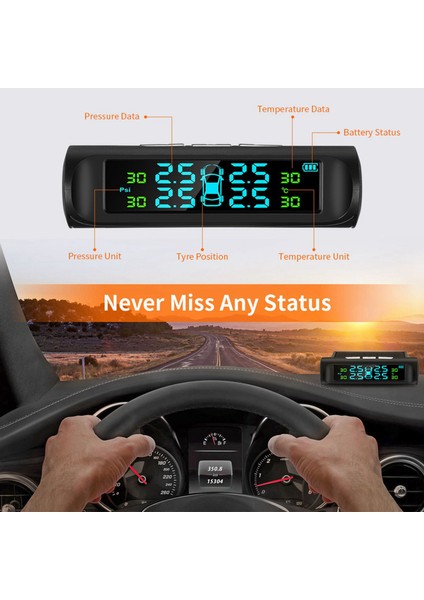 2x Güneş Tpms Araç Lastik Basınç Alarm Izleme Sistemi 4 Harici Otomatik Sistem Lastik Basınç Sıcaklığı Uyarısı (Yurt Dışından) fırsatları