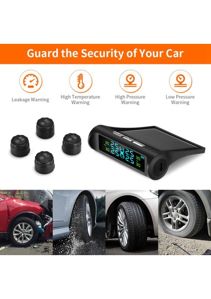 2x Güneş Tpms Araç Lastik Basınç Alarm Izleme Sistemi 4 Harici Otomatik Sistem Lastik Basınç Sıcaklığı Uyarısı (Yurt Dışından) indirimleri