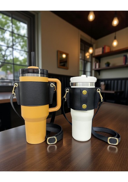 Termos Taşıma Çantası Askısı Omuz Askılı 1.18 Lt ve 0.89 Lt ile Uyumlu Vegan Deri Ayarlanabilir